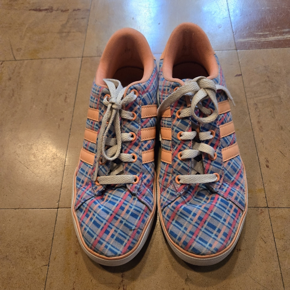 Adidas shoes sneakers peach blue pink womens size 5.5 GUC